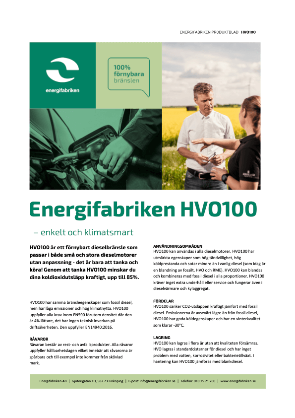 Datablad - Energifabriken HVO100.